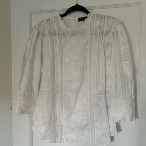 Ralph Lauren White Embroidered Lace Top